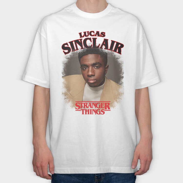 Lucas Sinclair Stranger Things, Tricou Oversize Barbati (Unisex)
