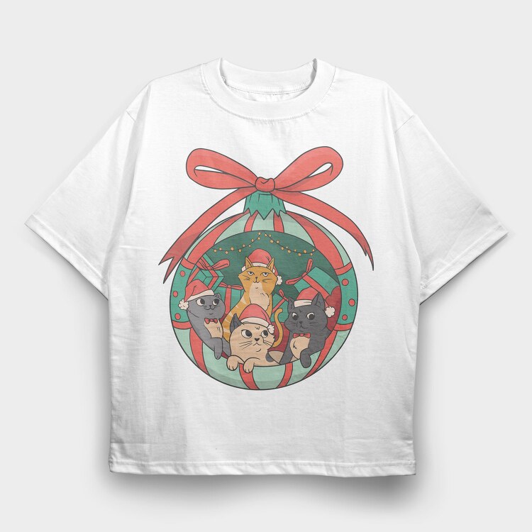 Cute Christmas Cats, Tricou Oversize Barbati (Unisex)