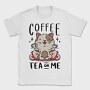 Cute Coffee Tea Cat Bar, Tricou Barbati (Unisex)