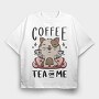 Cute Coffee Tea Cat Bar, Tricou Oversize Barbati (Unisex)