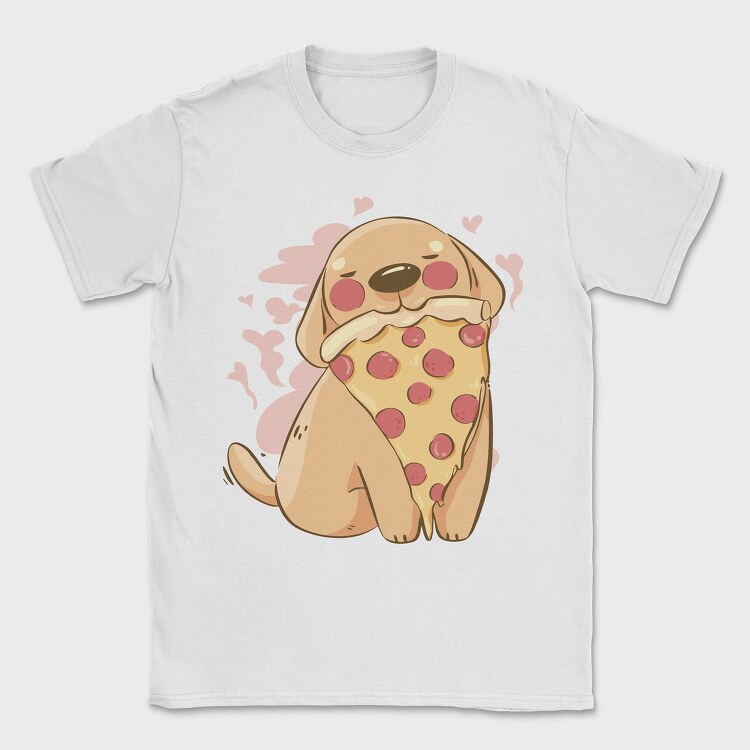 Cute Dog Pet Eating Pizza, Tricou Barbati (Unisex)