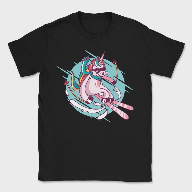 Skiing Unicorn, Tricou Barbati (Unisex)
