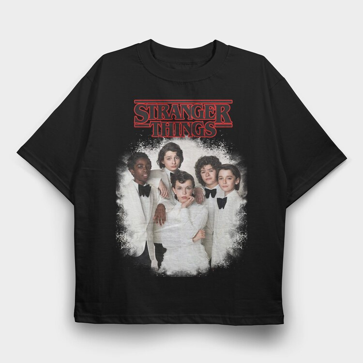 Stranger Things Group Vintage, Tricou Oversize Barbati (Unisex)