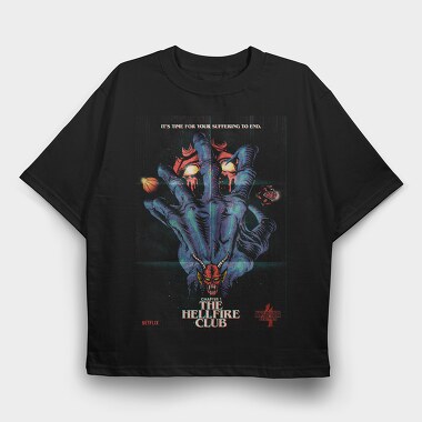 Stranger Things Hellfire, Tricou Oversize Barbati (Unisex)