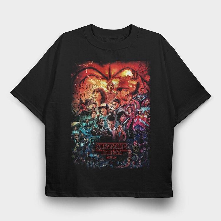 Stranger Things Nostalgia, Tricou Oversize Barbati (Unisex)