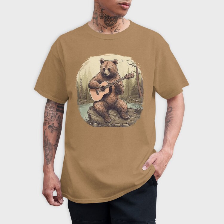 Bear Guitar Cottagecore, Tricou Barbati (Unisex)
