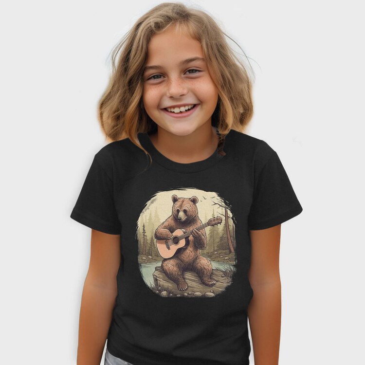 Bear Guitar Cottagecore, Tricou Copii