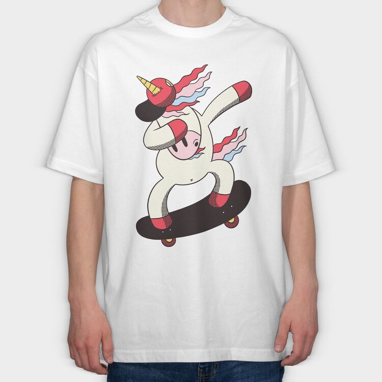 Dabbing Skater Unicorn, Tricou Oversize Barbati (Unisex)