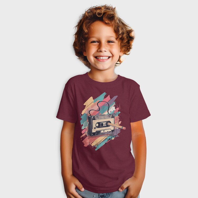 Colorful Cassette Pencil Retro, Tricou Copii