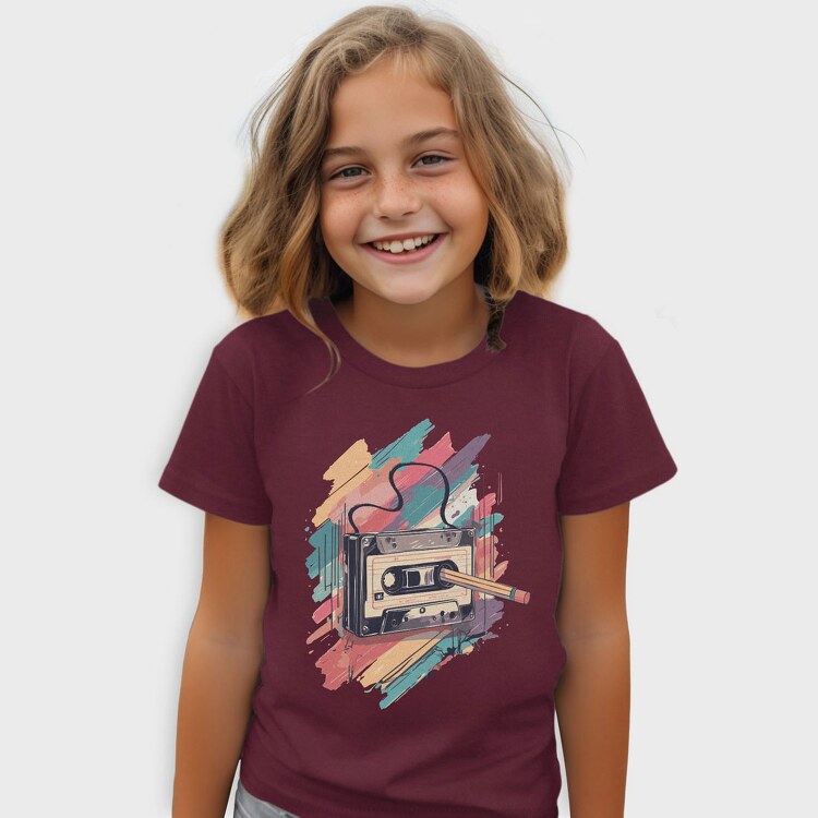 Colorful Cassette Pencil Retro, Tricou Copii