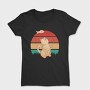 Cute Cat Fishing Retro Sunset, Tricou Femei