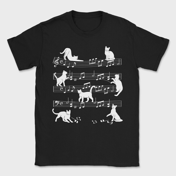 Music Staff Cats, Tricou Barbati (Unisex)