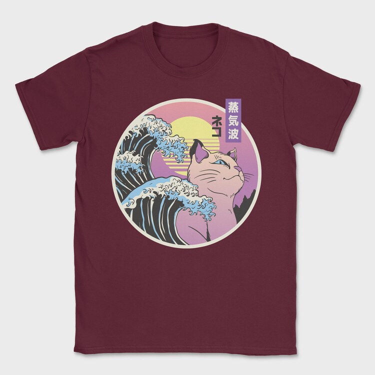 Japanese Wave Cat, Tricou Barbati (Unisex)