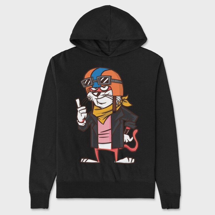Cat Biker, Hanorac Oversize Barbati (Unisex)