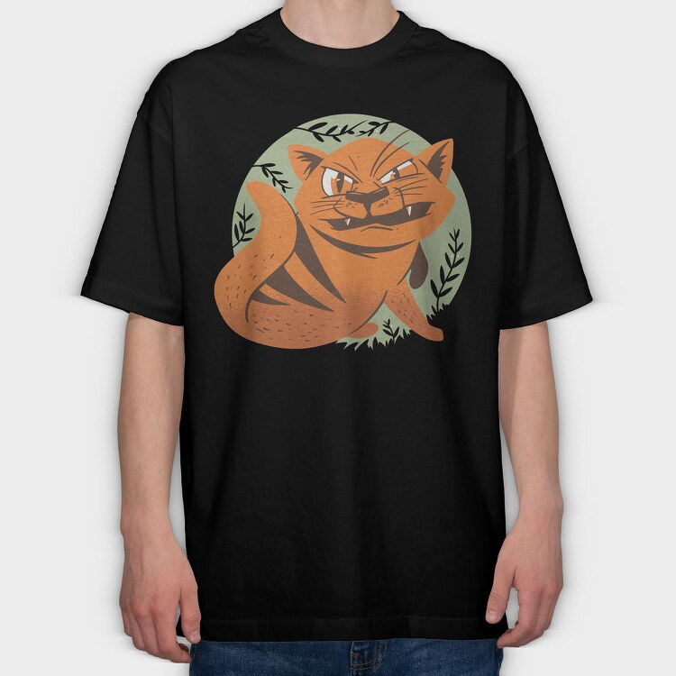 Angry Cat, Tricou Oversize Barbati (Unisex)