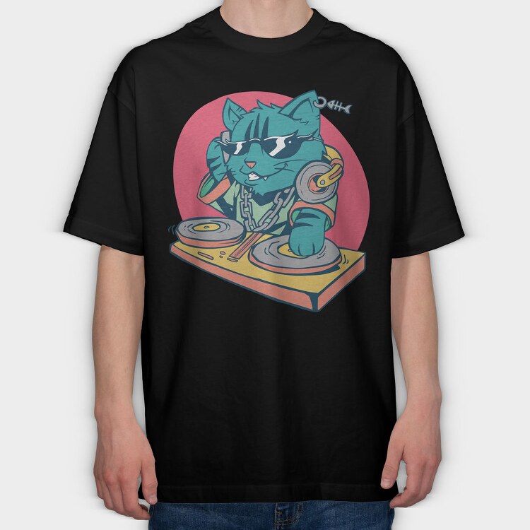 DJ Cat, Tricou Oversize Barbati (Unisex)