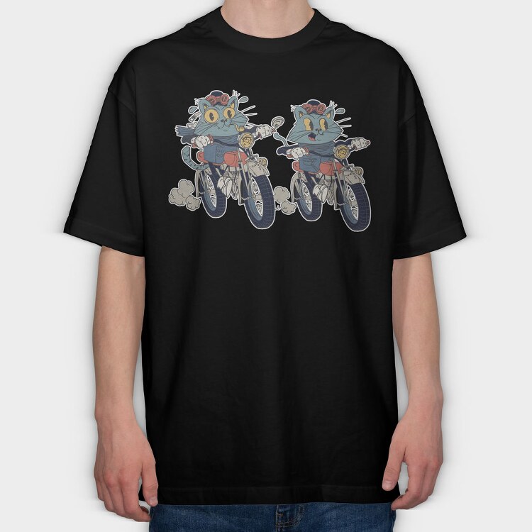 Bike Cat, Tricou Oversize Barbati (Unisex)