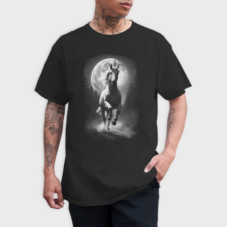 Unicorn Monochrome, Tricou Barbati (Unisex)