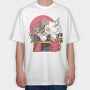 Samurai Cat, Tricou Oversize Barbati (Unisex)