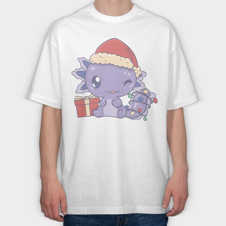 Cute Christmas Axolotl, Tricou Oversize Barbati (Unisex)