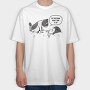 Cat Waking Up Girl, Tricou Oversize Barbati (Unisex)
