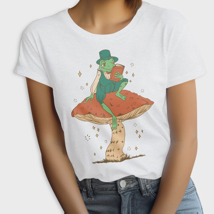 Frog Cottagecore Reading, Tricou Femei