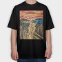 Cat Munch Scream, Tricou Oversize Barbati (Unisex)