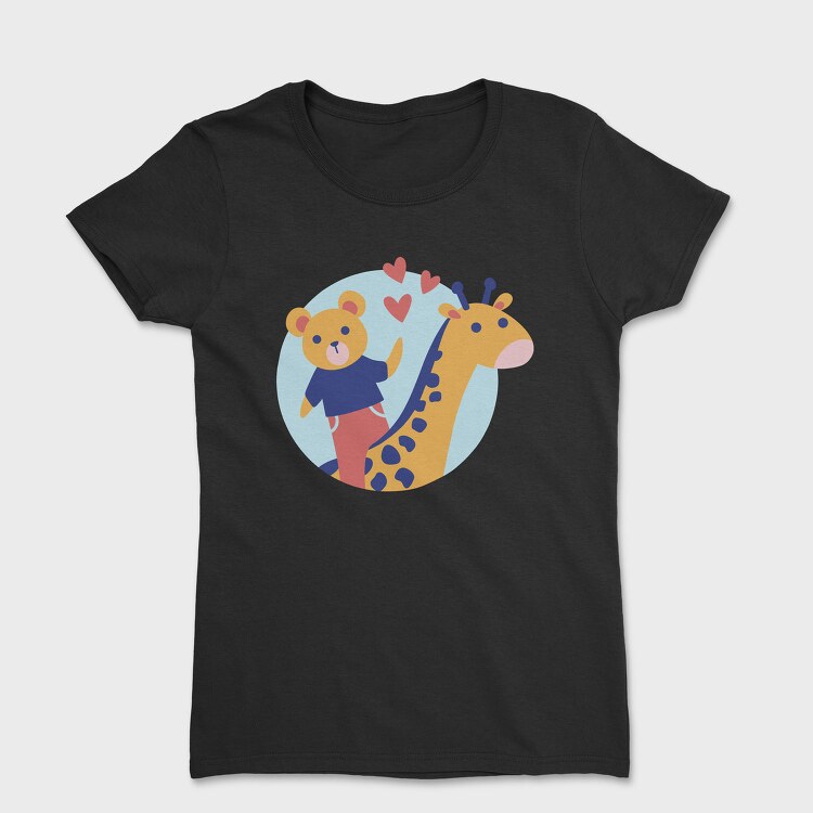 Cute Bear And Giraffe, Tricou Femei