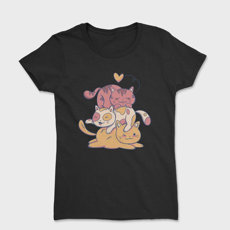 Cute Cat Pile, Tricou Femei