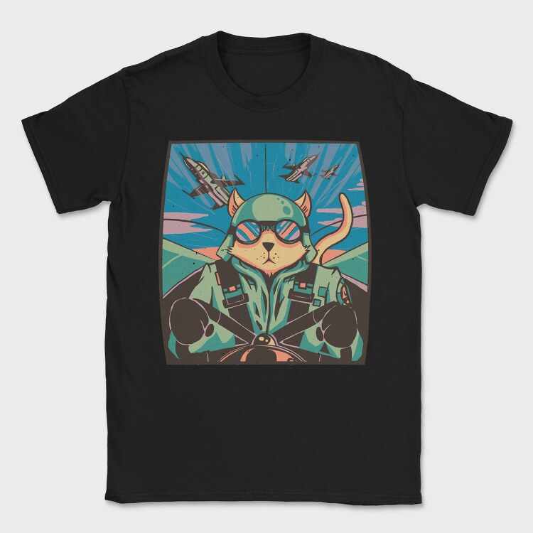Airplane Cat, Tricou Barbati (Unisex)