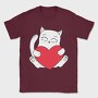 Cat Holding Heart, Tricou Barbati (Unisex)
