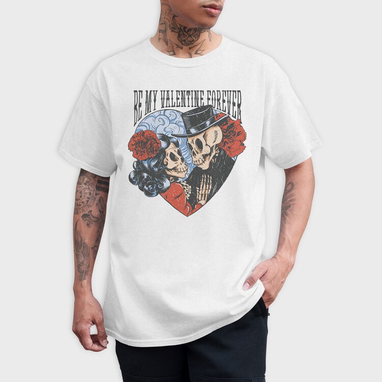 Valentine Skulls, Tricou Barbati (Unisex)