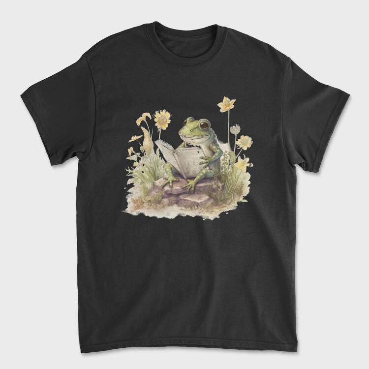 Frog Reading Watercolor, Tricou Barbati (Unisex)