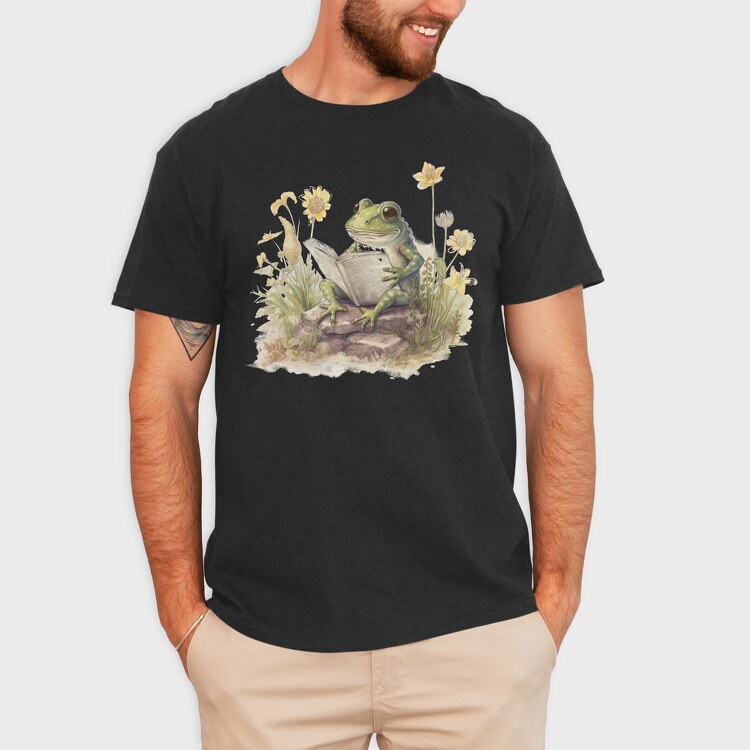 Frog Reading Watercolor, Tricou Barbati (Unisex)