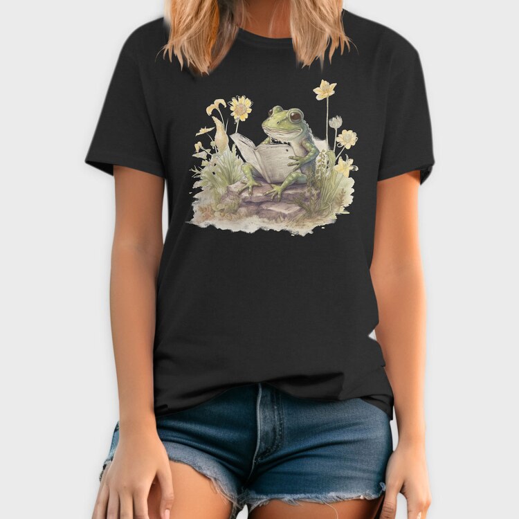 Frog Reading Watercolor, Tricou Barbati (Unisex)