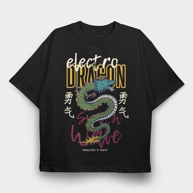 Electro Dragon Tattoo, Tricou Oversize Barbati (Unisex)