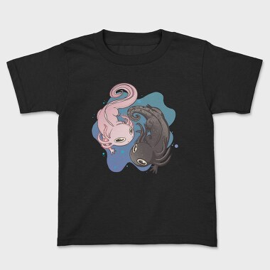 Axolotl Black And Pink, Tricou Copii