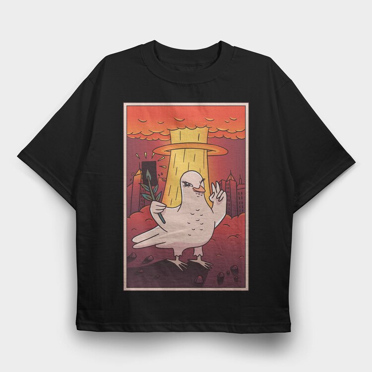 Atomic Dove, Tricou Oversize Barbati (Unisex)