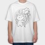 Cute Cat With Flower, Tricou Oversize Barbati (Unisex)