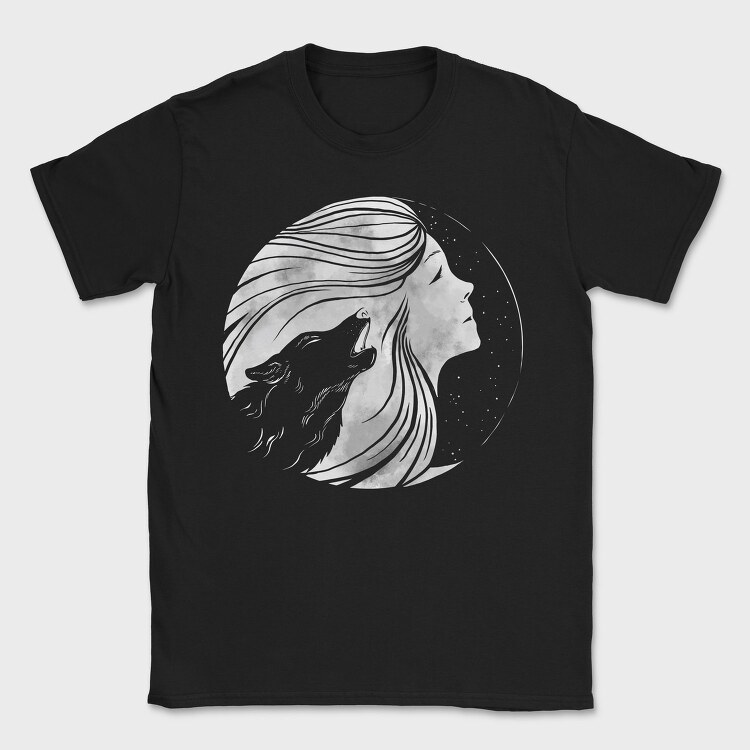 Howling Wolf Woman Moon, Tricou Barbati (Unisex)