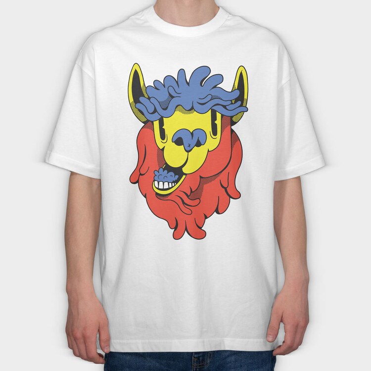 Llama Chewing, Tricou Oversize Barbati (Unisex)