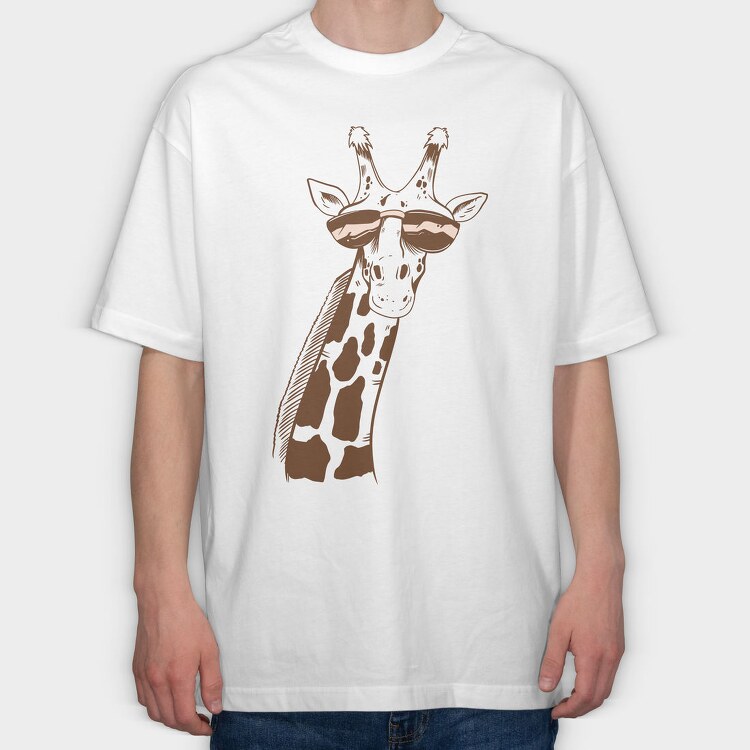 Giraffe Sunglasses, Tricou Oversize Barbati (Unisex)