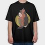 Woman With Dog, Tricou Oversize Barbati (Unisex)