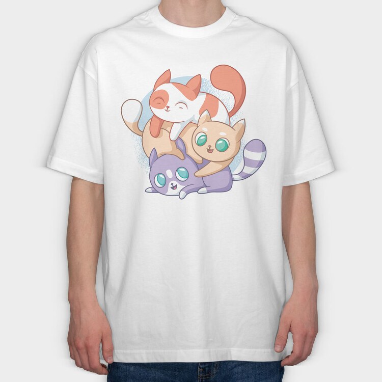 Cute Cats Playing, Tricou Oversize Barbati (Unisex)