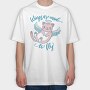 Cute Cat Angel Wings Are Made To Fly Mug, Tricou Oversize Barbati (Unisex)