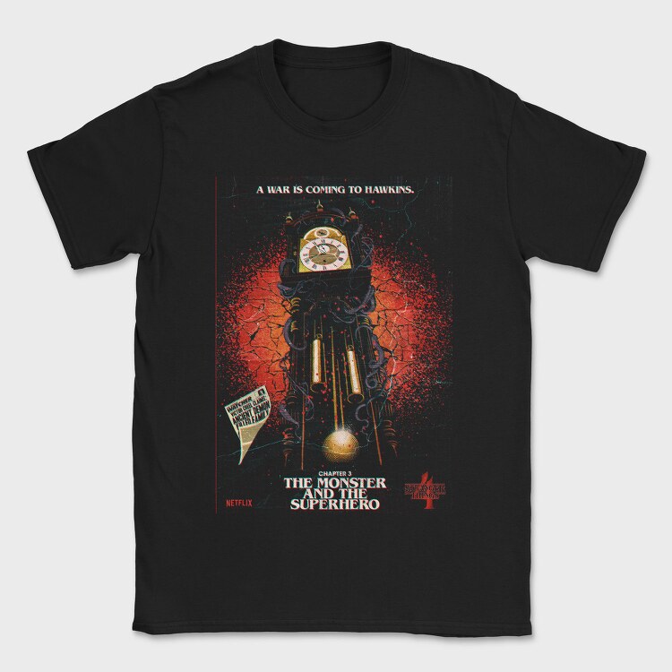 Stranger Things Clock Illustration, Tricou Barbati (Unisex)
