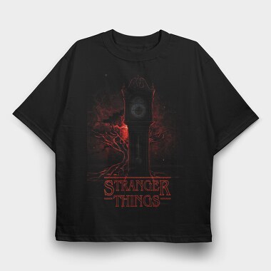 Stranger Things Clock, Tricou Oversize Barbati (Unisex)