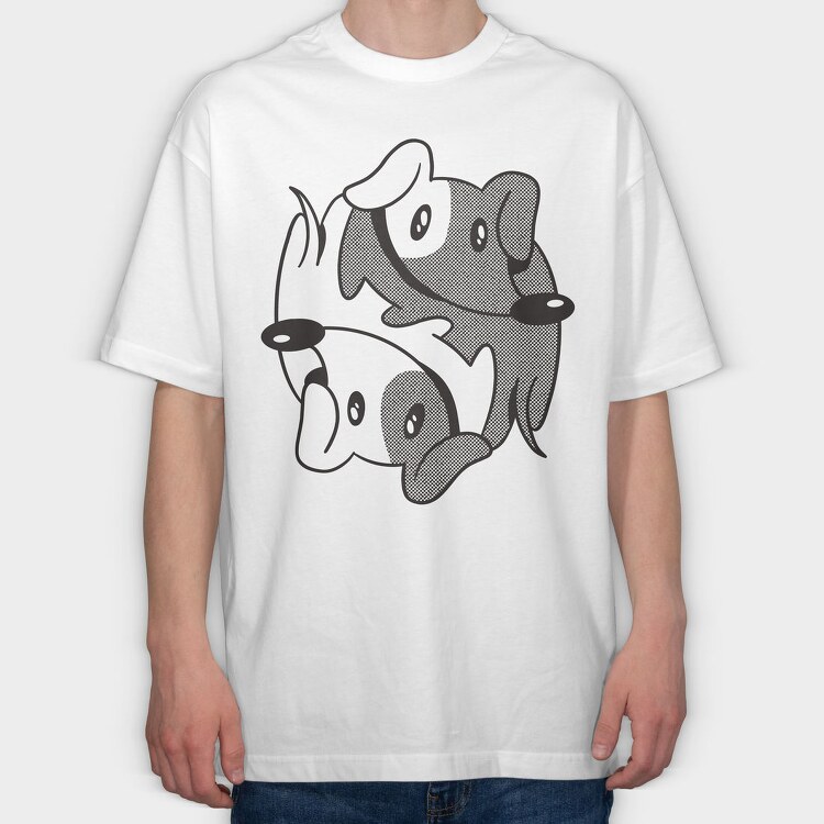 Dachshund Yin Yang, Tricou Oversize Barbati (Unisex)