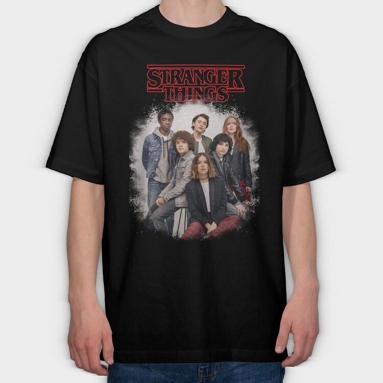 Stranger Things Group, Tricou Oversize Barbati (Unisex)