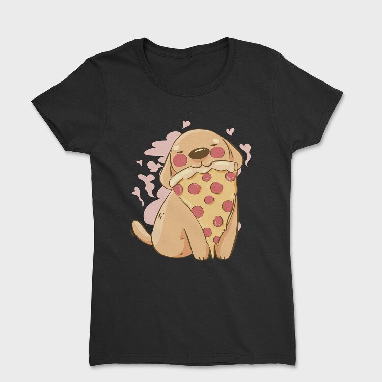 Cute Dog Pet Eating Pizza, Tricou Femei